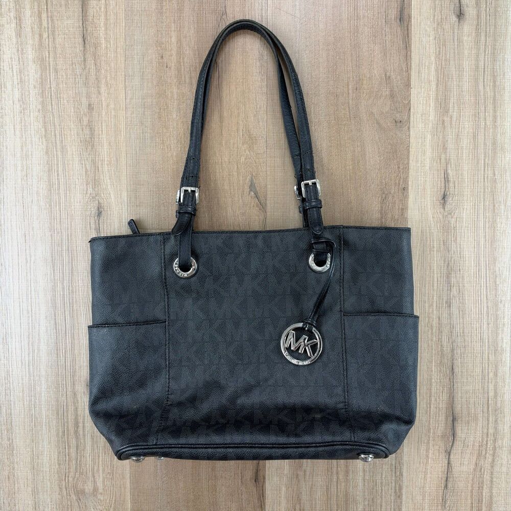 Michael Kors 100% Authentic Black Gray Bucket Purse Bag Adjustable Handles